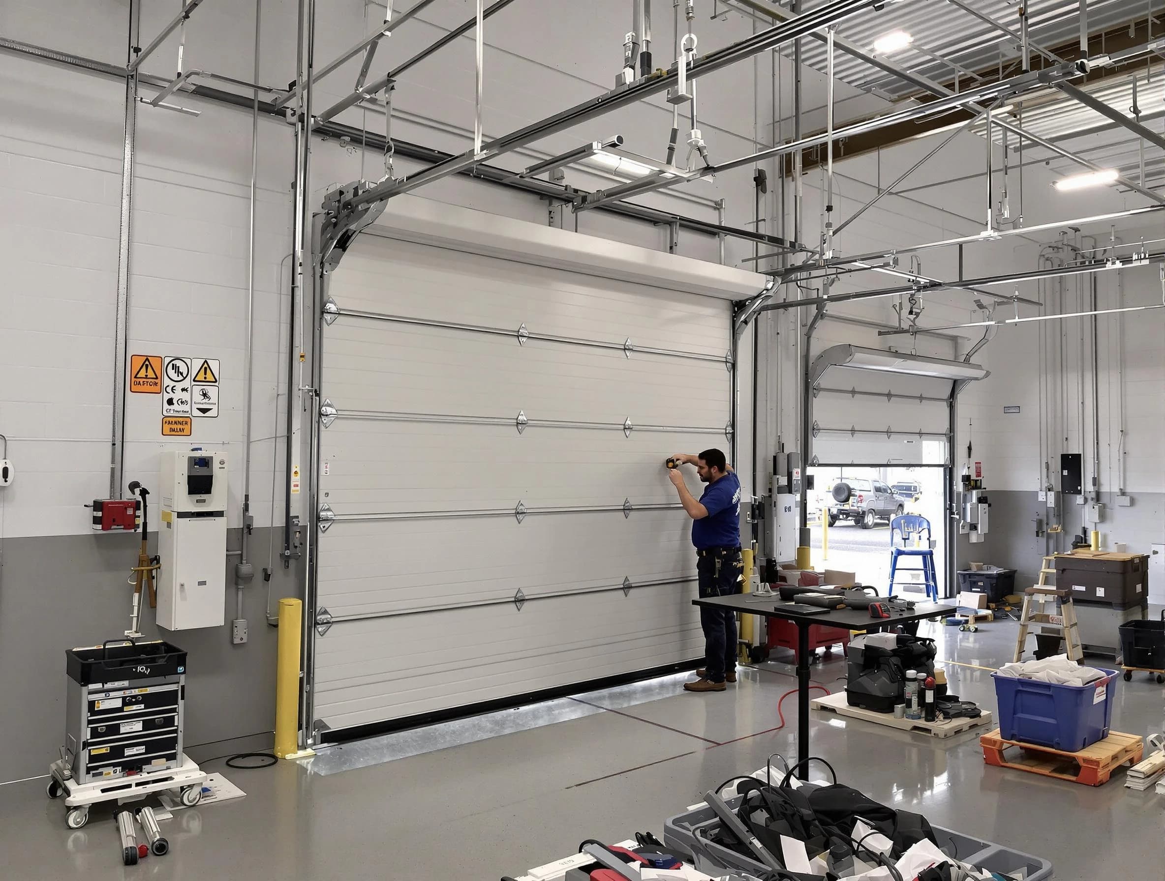 Commercial garage door repair being performed by Metuchen Garage Door Repair expert in Metuchen