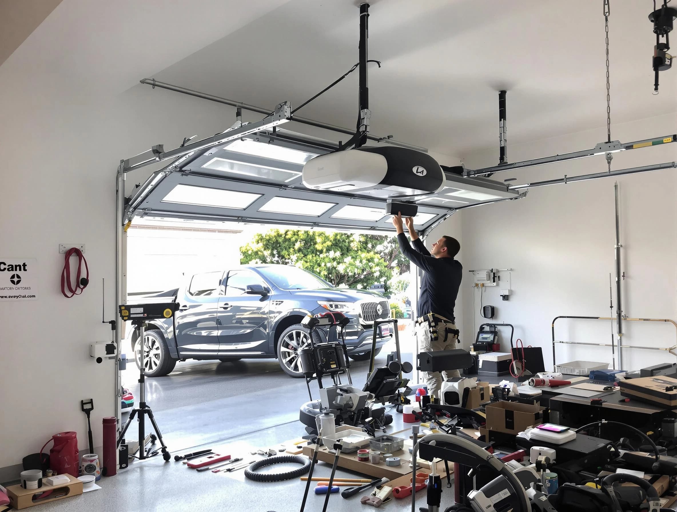 Metuchen Garage Door Repair specialist installing smart garage door opener system in Metuchen home