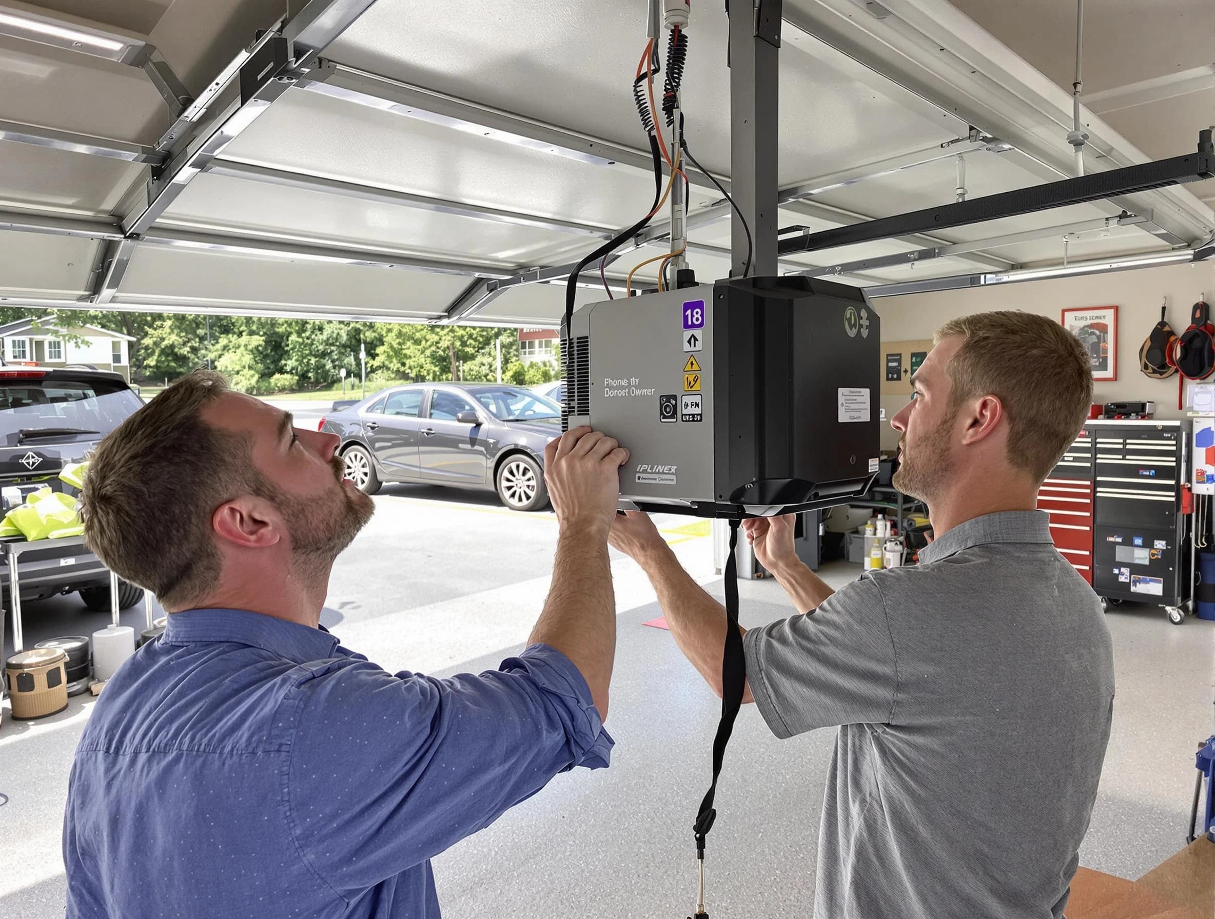 Metuchen Garage Door Repair technician installing garage door opener in Metuchen